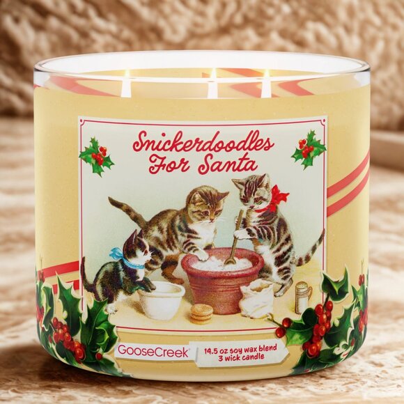 GOOSE CREEK LIMITED EDITION 3 Wick SNICKERDOODLES FOR SANTA Candle NWT - Picture 3 of 5